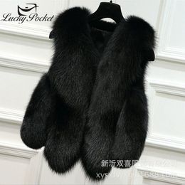 Women's Fur & Faux Women Winter Solid Colour Casual Loose Fashion Leather Female High Street Vest Ladies Thick Warm Slim Outerwear ML1036