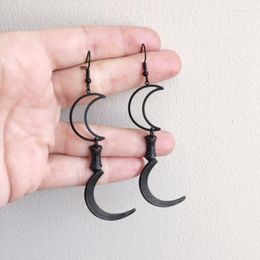 Dangle Earrings Black Sickle Hedge Witch Earring Moon -Goth - Witchy Dark Spooky Gothic Jewellery Unique Gift