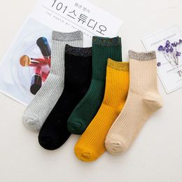 Women Socks Women's Spring And Autumn Cotton Korean Gold Silver Silk Bright Series Personality Versatile Four Seasons
