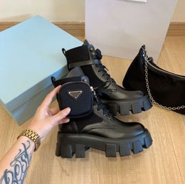 2023Women Rois martin boot military inspired combat bootss nylon pouch attached to the ankle with strap Ankles boot top quality black matte patent leather shoes