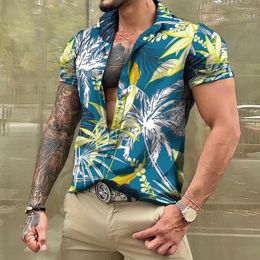 Men's Casual Shirts Hawaiian Blouse Fashion Oversized 3D Printed Short Sleeve Top Summer Beach Holiday Loose Street Style Clothing