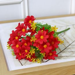 Simulation artificial small Daisy plastic fake flower 28 head jumping orchid chrysanthemum garden decoration small wild chrysanthemum silk flower