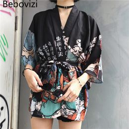 Ethnic Clothing Japanese Woman Kimono Cardigan Cosplay Shirt Blouse for Women Vintage Yukata Female Summer Beach Robe Clothes 230331