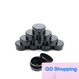 Simple 3Gram Cosmetic Sample Empty Jar Plastic Round Pot Black Screw Cap Lid, Small Tiny 3g Bottle, for Make Up, Eye Shadow, Nails, Powder Paint