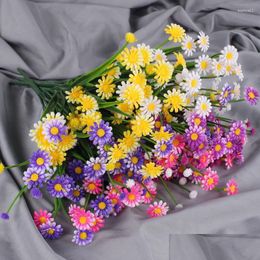 Decorative Flowers Wreaths Decorative Flowers Artificial Plastic Small Daisy Imitation Town Fake Flower Garden Wedding Decoration Bo Dhiew