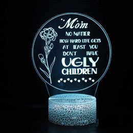 Night Lights Mothers Day Gifts 2023 Led Night Light Illusion USB Table Lamp Touch Changing Colour Nightlight Creative Present for Mom Birthday P230331