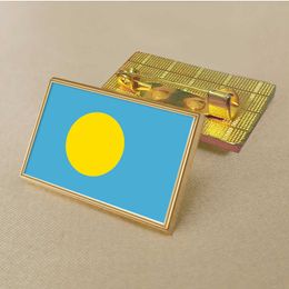 Party Palau Flag Pin 2.5*1.5cm Zinc Die-cast Pvc Colour Coated Gold Rectangular Medallion Badge Without Added Resin