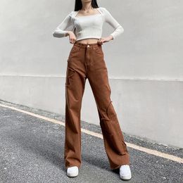 Women's Jeans Female Slim Fit Patchwork Denim Adults Solid Color High Waist Trouser Close-Fitting Pants For Spring Fall Khaki S/M/L