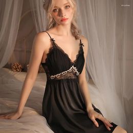 Women's Sleepwear Summer Suspenders Nightgown Female With Chest Pad Sexy Pajamas Net Red Wind