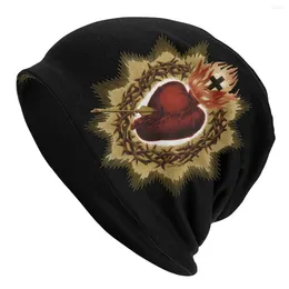 Berets Sacred Heart Of Catholic Jesus Autumn Female Thin Beanies Double Used Cycling Bonnet Hats