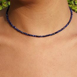 Pendants 2023 Natural Lapis Lazuli Simple Choker Necklaces Fashionable Women Beaded Collar Necklace Designer Jewellery Bijoux