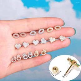 Stud Earrings 1 Piece Korean Fashion Ear Piercing Cz Hand Lips Cartilage Conch Screw Back Earring For Woman Jewellery