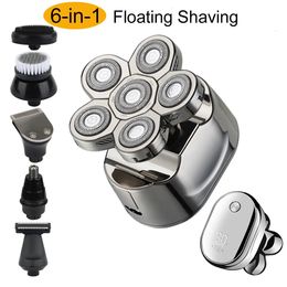 Electric Shavers 6 in 1 Men's Electric Shaver 6D Floating Head Waterproof Rechargeable Shaving Nose Hair Trimmer Wet Dry Bald Razor Beauty Kit 231031