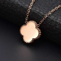 2024 clover necklace designer fourleaf clover necklace japan and south korea rose gold womens simple collar chain titanium steel personalized net red pendant