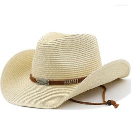 Berets Classic Strap Straw Hats Cowboy Hat Men Women Retro Western Riding Adjustable Unisex Wide Brim