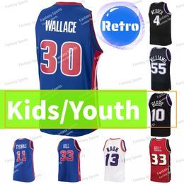 Retro Basketball Jersey Grant 33 Hill Isiah 11 Thomas Wallace Steve 13 Nash Barkley Jason 55 Williams Dennis 10 Rodman Mesh Jerseys Shirt Stitched Classic