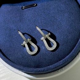 Brand Luxury Horseshoe Designer Dangle Earrings Womens S925 Sterling Silver Stone Bling Diamond Crystal Elegant Earings Ear Rings Earring Jewellery