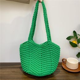 Evening Bags Boho Polyester Knitted Handbag Large Shopper Bag For Women Designer Beach Shoulder Simple Clutch Hand Portable Tote