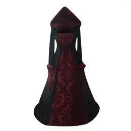 Casual Dresses Women'S Dress Vintage Retro Gothic Long Sleeve Hooded Women Gown Halloween Party Evening