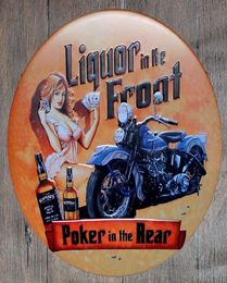 Liquor in the Front Poker in the Rear Round Retro Embossed Tin Sign Poster Wall Bar Restaurant Garage Pub Coffee Home Decor Christ5472985