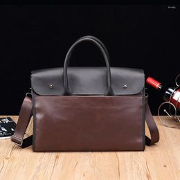 Briefcases GPR Crazy Horse Leather Men Briefcase Retro Laptop Bag Man Handbag Fashion Shoulder Bags