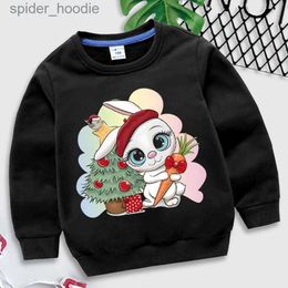 Men's Hoodies Sweatshirts Bunny Tree Print Children Sweatshirt Merry Christmas Streetwear Autumn Kids Long Sleeve Pullover Girl Boy Christmas Bunny Hoodie L231101