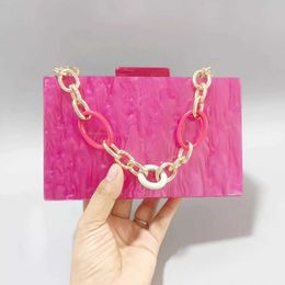 Women's New Rose Red Acrylic Handbag Fashion Wedding Dinner Chain Crossbody Bag 231101