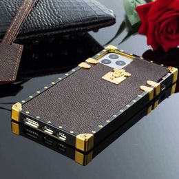 Designer Fashion luxury Square Phone Cases For Samsung Galaxy S23 S22 S21 S20 Note 20 10 iphone 15 14 14Pro 14Plus 13 12 Mini 15Pro 11 Pro Max Xs Xr Leather Cover Case N2