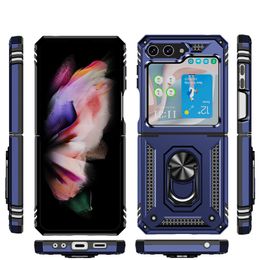 Shockproof Hybrid TPU PC with Ring Holder Kickstand Folding Cell Phone Cover Case For Samsung Galaxy Z Flip 5 4 3 5G