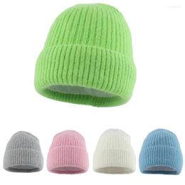 Berets Fur Beanies With Fleece Lining Soft Warm Winter Hat For Women Angora Knitted Skullies Female Bonnet