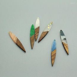 Charms 2/4/6Pcs Minimalist Thin Long Leaves Earring Wood Resin Pendants For Necklace Bracelet Keychains Diy Jewellery Accessory