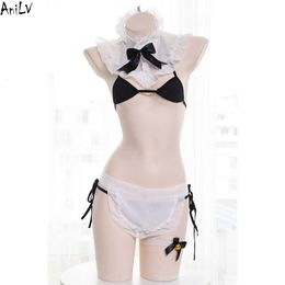 Ani Japanese Anime Lolita Girls Maid Bikini Costume Beach Student Swimsuit Uniform Set Pool Party Cosplay cosplay cosplay