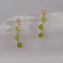 Dangle Earrings Design Sense Exquisite Peridot Natural Stone Earring 2023 Jewerlry Party Luxury Copper Accessoties For Women Unusual