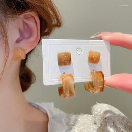 Stud Earrings 4PCS/Set Korean Acrylic Square For Women Girls SImple Retro Resin Earring Boucle Oreille Fine Jewellery Gift