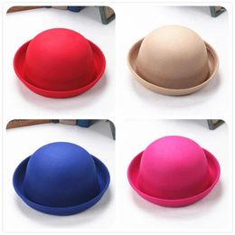 Berets Solid Color Dome Adult Stage Performance Curling Jazz Hat Children Boys Girls Parent Child Top Women Cap