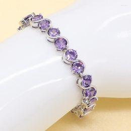 Bangle XUTAAYI Purple Trendy 2023 Cubic Zirconia Jewelry Silver Color Round Charm CZ Crystal Female Bracelets Bangles For Women
