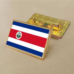 Party Flag of the Republic of Costa Rica Pin 2.5*1.5cm Zinc Die-cast Pvc Colour Coated Gold Rectangular Medallion Badge Without Added Resin