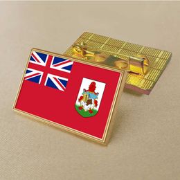 Party Bermuda Flag Pin 2.5*1.5cm Zinc Die-cast Pvc Colour Coated Gold Rectangular Medallion Badge Without Added Resin