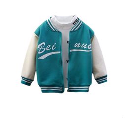 Jackets Baby Baseball Jackets Fashion Cute Cartoon Letter Pattern Autumn Lightweight Long Sleeve Outerwear Baby Kids Clothes 230331