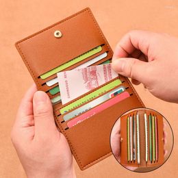 Card Holders PU Leather Holder Business ID Bags Wallet For Women Short Solid Purse With Buttons Ultra Thin