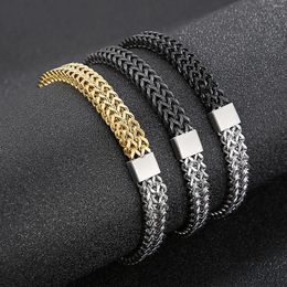 Charm Bracelets Creative Braided Wheat Chain Bracelet For Men Free Gifts Double Colour Splicing Wristband Stainless Steel Male Rock Party