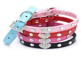 Rhinestone Pet Collars PU Leather Collars And Leashes For Dog Crystal Diamond Puppy Pet Collar Choker Cat Necklace1983036