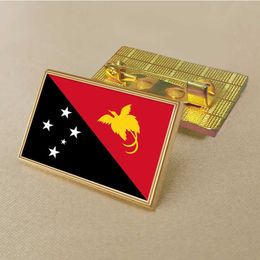 Party Papua New Guinea Flag Pin 2.5*1.5cm Zinc Die-cast Pvc Colour Coated Gold Rectangular Medallion Badge Without Added Resin