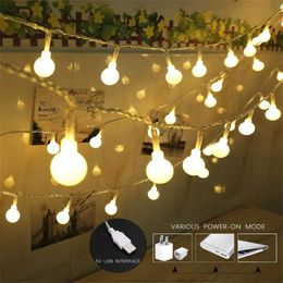 Strings 6M/10M LED Ball String Lights USB/Battery Flash Christmas Fairy Garlands Outdoor Waterproof For Holiday Party Home Decor LampLED Str