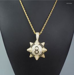 Pendant Necklaces European And American Hip-hop Meteor Hammer Number 8 Zircon Inlaid Jewellery Men's Necklace