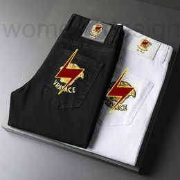 mens jeans Men's Jeans designer luxury 2021 summer fashion brand new men's Korean version embroidery Personalised elastic slim straight leg pants thin style IL9S