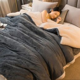 Blankets Winter Bed Solid Colour Fleece Throws Adult Thick Warm Sofa Blanket Super Soft Duvet Cover Luxury Blankety 231031