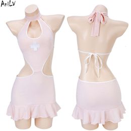 Ani Women Nurse Halter Dress Swimsuit Anime Pink Backless Sexy Nightdress Costumes Cosplay cosplay