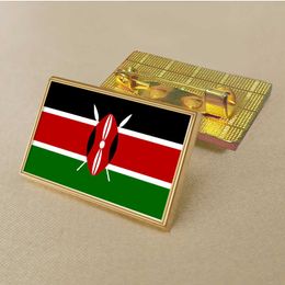 Party Kenya Flag Pin 2.5*1.5cm Zinc Die Cast Pvc Colour Coated Gold Rectangular Rectangular Medallion Badge Without Added Resin