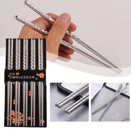 Chopsticks Stainless Steel Material For Household Round Canteen Restaurant Fast High Temperature Anti Slip K1J6